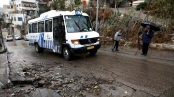 انهيار جدار استنادي بوادي حلوة بسبب حفريات الاحتلال