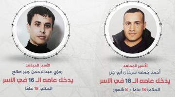 الأسيران أحمد أبو جزر ورمزي صالح يدخلان أعواماً جديدة في الأسر