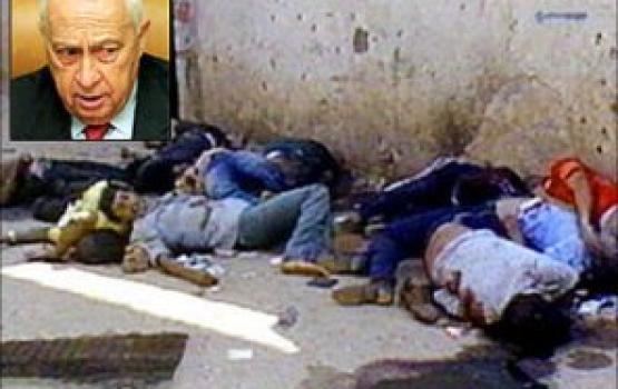 المجرم "شارون" قتل طفلين فلسطينيين بمسدسه بمجزرة صبرا وشاتيلا