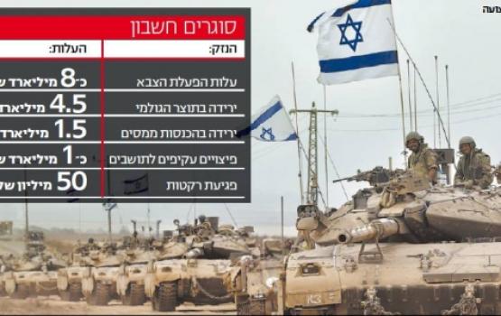 توقعات صهيونية بتجاوز تكلفة الحرب على غزة 16 مليار شيقل
