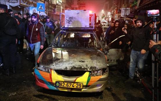  إحراق وتحطيم سيارة للمغتصبين وسط رام الله 